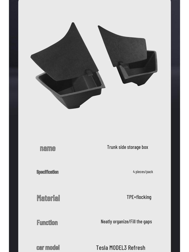 Tesla Model 3/Y Trunk Side Storage Organizer - Interior Modification Parts