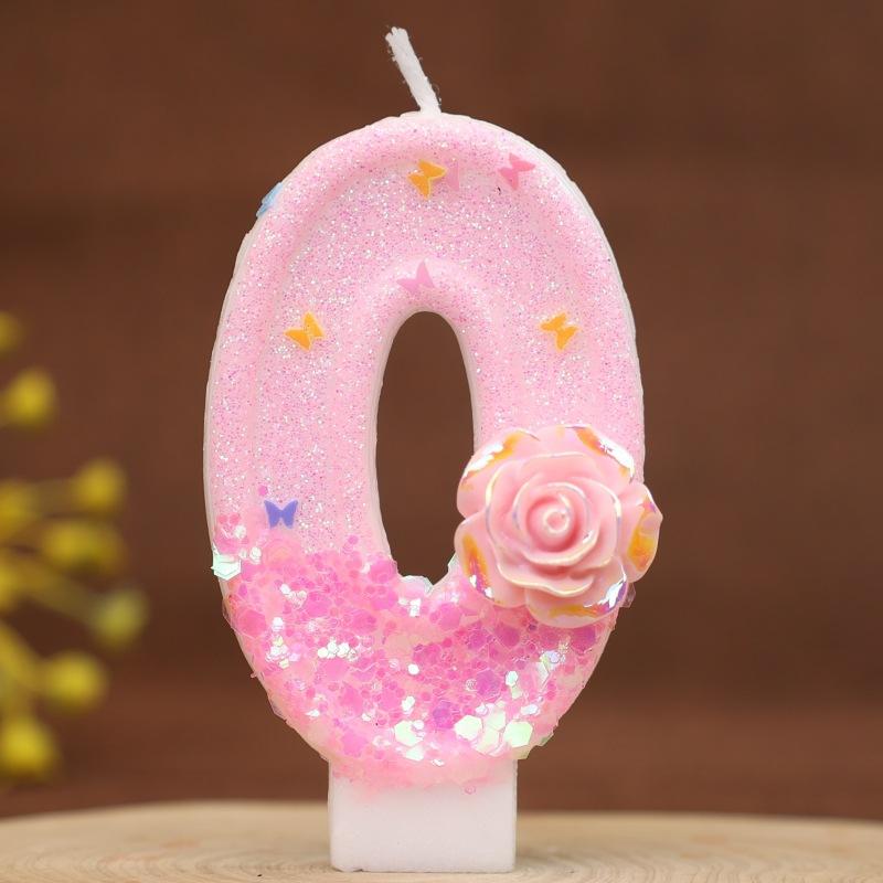 

New Pink Rose Flower Creative Digital Birthday Candle Cake Decoration Party First Year Candle Shein 0