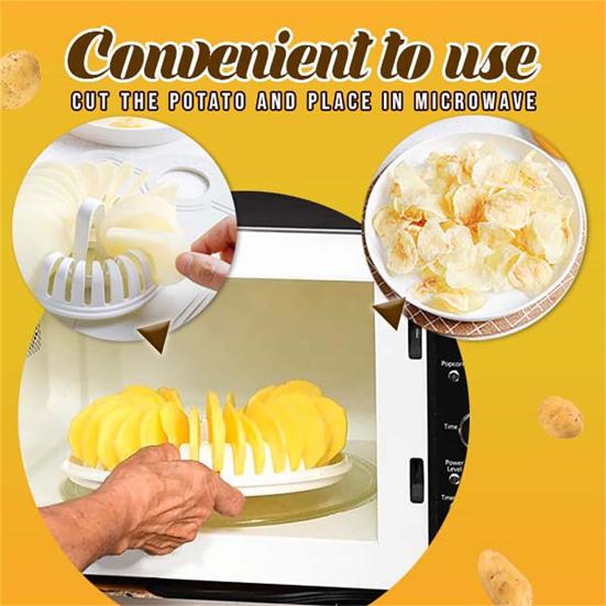 Útil livre de óleo diy compacto saudável lanches caseiros batata chip assado fabricante com cortador para casa bandeja de batatas fritas