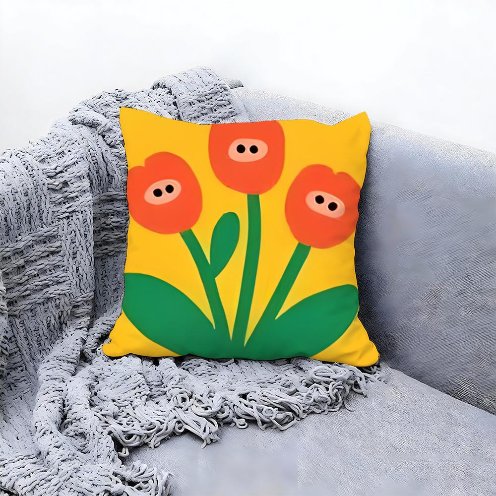 Artistic Floral Illustration Cushion Cover Premium Comfort Reversible Pillow Cove Two in One Design for Any Room Car Interior