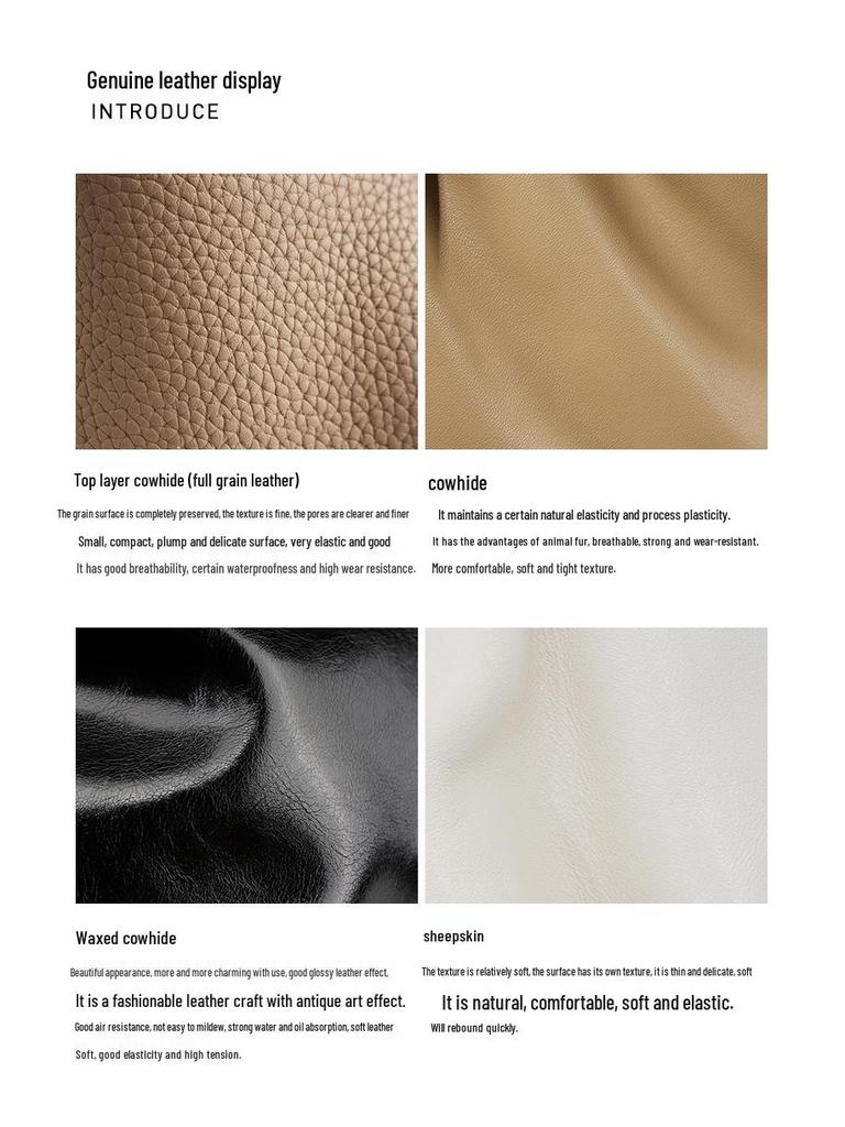 Korean Style Genuine Leather Women’s Pleated Drawstring Shoulder Tote