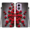 Handmade PU Leather Flip Case for Motorola Moto G04s / Moto E14 Anti-Slip Shockproof Cover with Wrist Strap & Heart/Rose Cat Designs