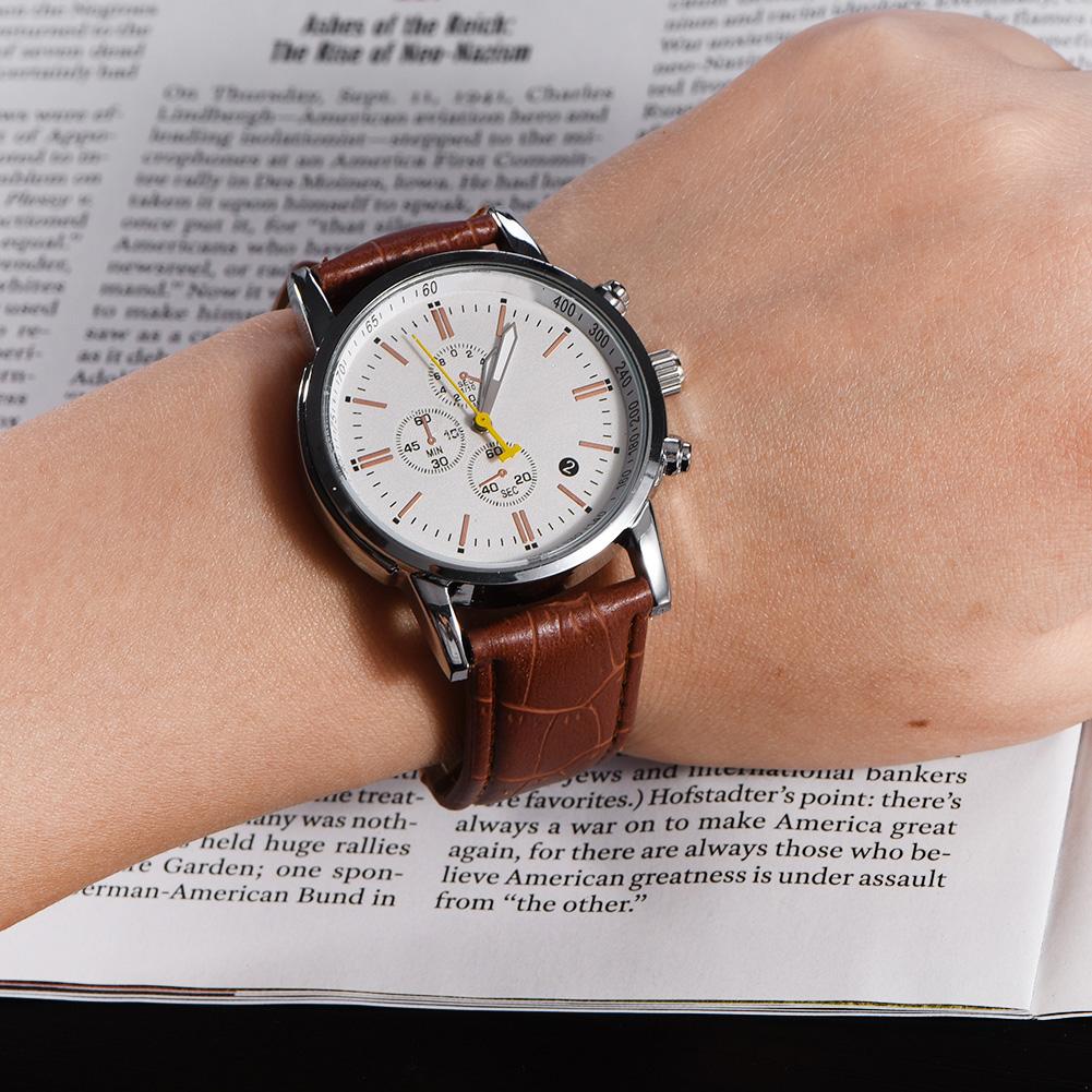 Modische Herren Damen Armbanduhr Analog PU Band Armbanduhr(Braun)