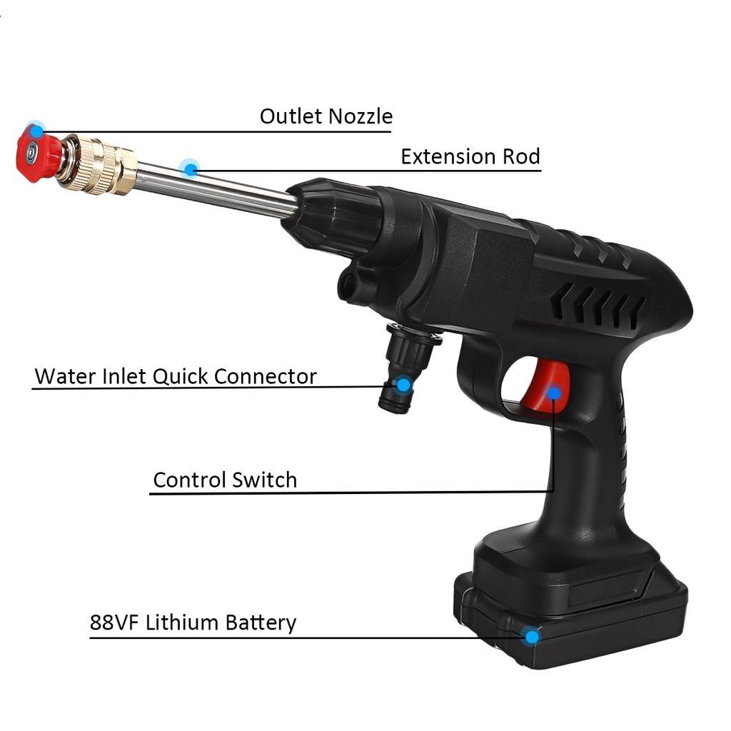 88VF 1300W Spray Water Guns With 16000mAh Battery Car Wash Cleaning Machine For 18V Battery High Pressure Cordless Washer