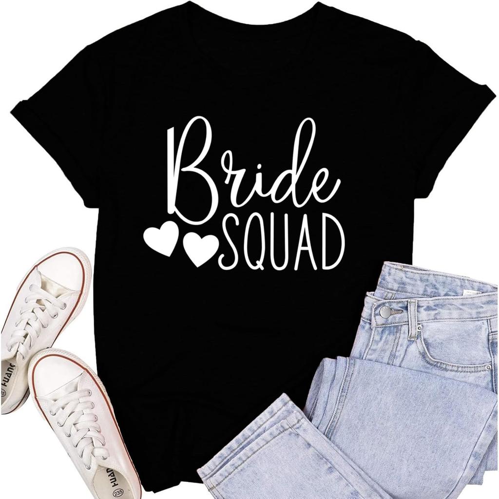 Bride Shirt for Women Engaged Shirt Bachelorette Party Shirts Bride Squad Tee Tops