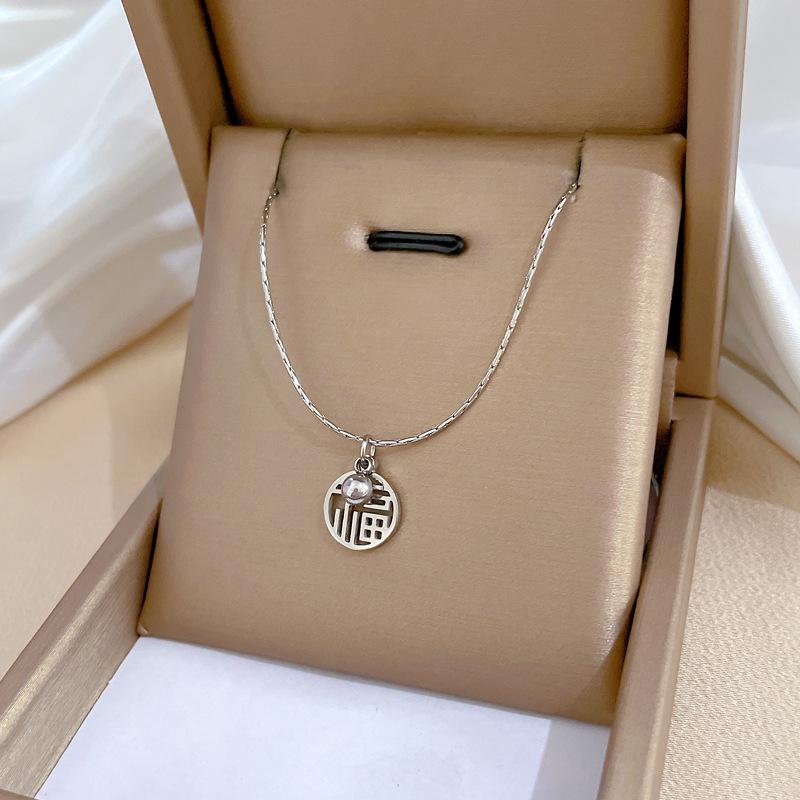 Geometric Planet Personality Minimalist Wind Furnace Real Gold Necklace Female Collarbone Chain