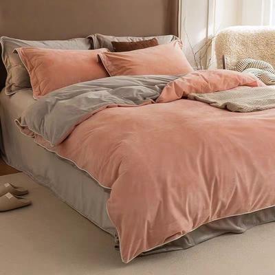 Light Luxury High-End Thickened Milk Fleece Four-Piece Set, Warm Coral Fleece Quilt Cover, Anti-Static Bed Sheet Three-Piece Set