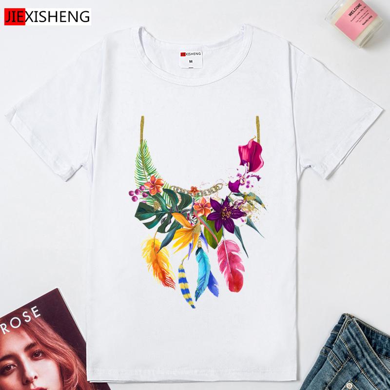 

Fashion Design Wreath Print Women T Shirt Summer Casual Short Sleeve O Neck T-Shirt Ladies White Loose Women s Clothing Hh326 XXXL білий