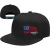 Distressed American Flag Est  Flat Bill Snapback Hat Unisex Polyester Casual Baseball Cap