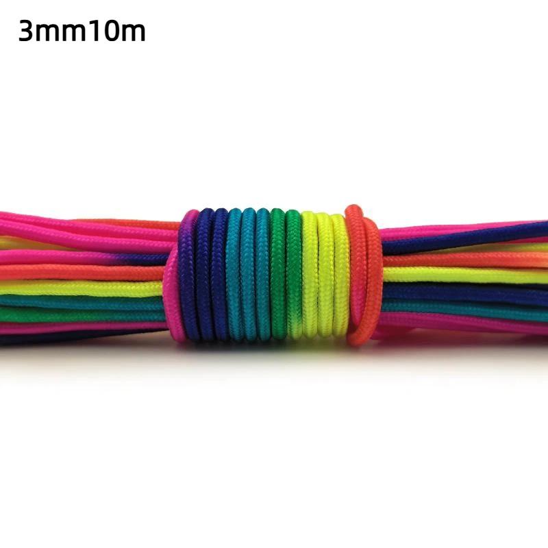 7 Strands Rainbow Paracord 2/3/4mm Parachute Rope Perfect for DIY Bracelet Making Backpacking Outdoor Survival Activities
