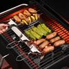 3-Prong BBQ Skewers Set Stainless Steel Grill Skewers with Push Slider Bar Dishwasher Safe Three-Prong Kabob Sticks for Meat Veggies Shrimp