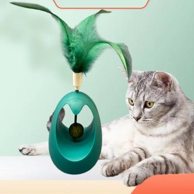 Mint Ball Tumbler Cat Toy Training Interactive Toy for Kitten Pet Cat Supplies Feather Teases Toy Cat Toys Interactive Pet Toys