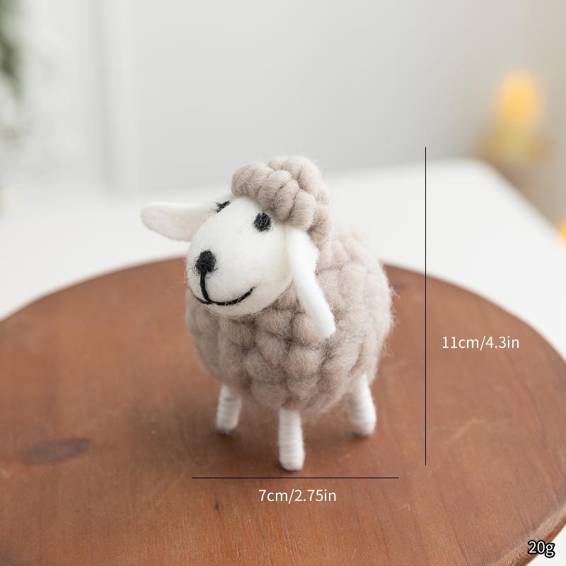 Adorable Felt Lamb Miniature 1Pc Mini Soft Wool Sheep Ornament Small Table Decor for Living Room Bedroom Nursery Party Holiday Gift