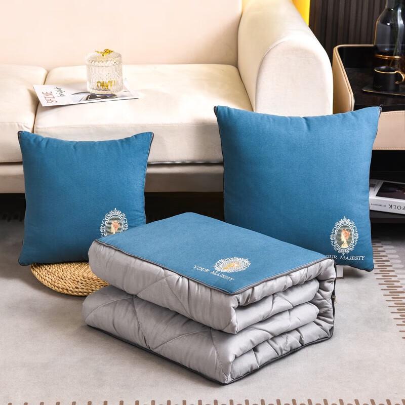 Manya Home Embroidered Cloud Soft 2-in-1 Pillow Blanket