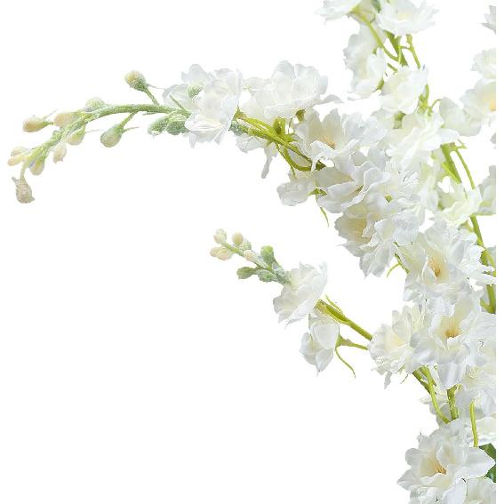 5pcs White Delphinium Artificial Flowers, 33" Silk Larkspur Faux Flower with Long Stem Fake Bouquet for Tall Floor Vase Kitchen Home Indoor Hyacinth