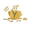Horloge murale créative 3D en forme de tasse à café, miroir acrylique moderne, grande tasse, décoration d'intérieur, cuisine