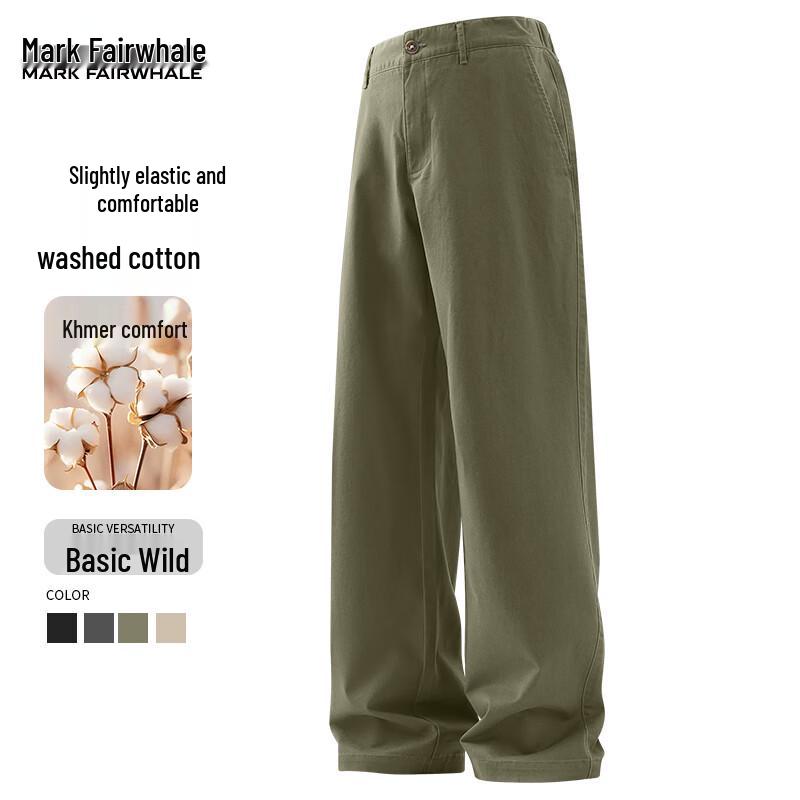

Mark Fairwhale Men s Washed Cotton Straight-Leg Casual Trousers M