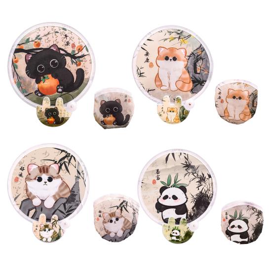 Cartoon Faltbarer Runder Fächer mit Fotografie-Reflektor Tragbar Leicht Taschenformat Outdoor Reise Camping Picknick Sommer Handfächer