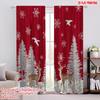 2pcs,2D Plane Printing Print Curtains Reindeer and Snow Durable 100% Polyester Fabric (without Rod) All Seasons Use for Bedroom,