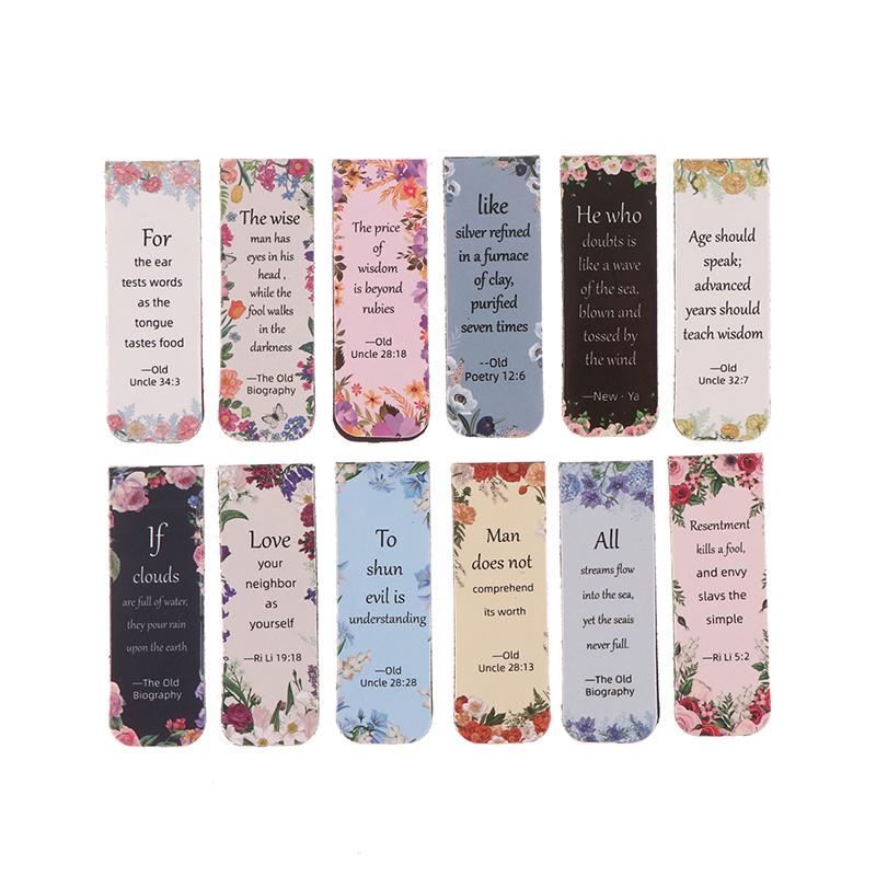 12Pcs Aesthetic Motivational Bible Quotes Paper Bookmarks Diy Students Readers Page Markers Library Office Page Marking