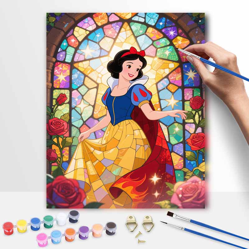 Disney Princess Stained Glass Oil Painting Hand Painting Coloring Painting Handmade Diy Home Decoration Gift