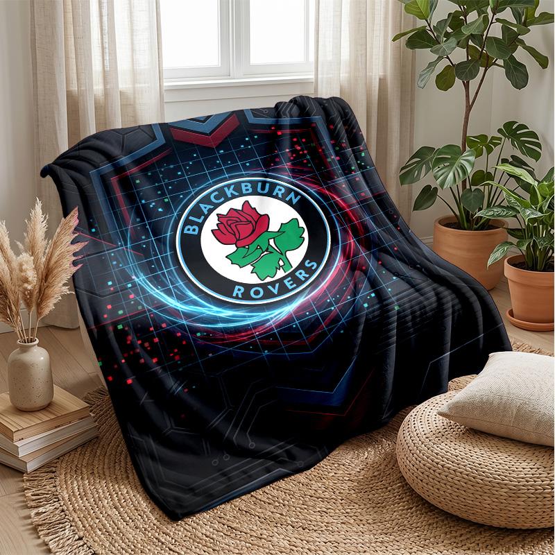 Blackburn Rovers Football Print Flannel Blanket, Soft Warm Lightweight Throw Blanket for Sofa Bed Camping