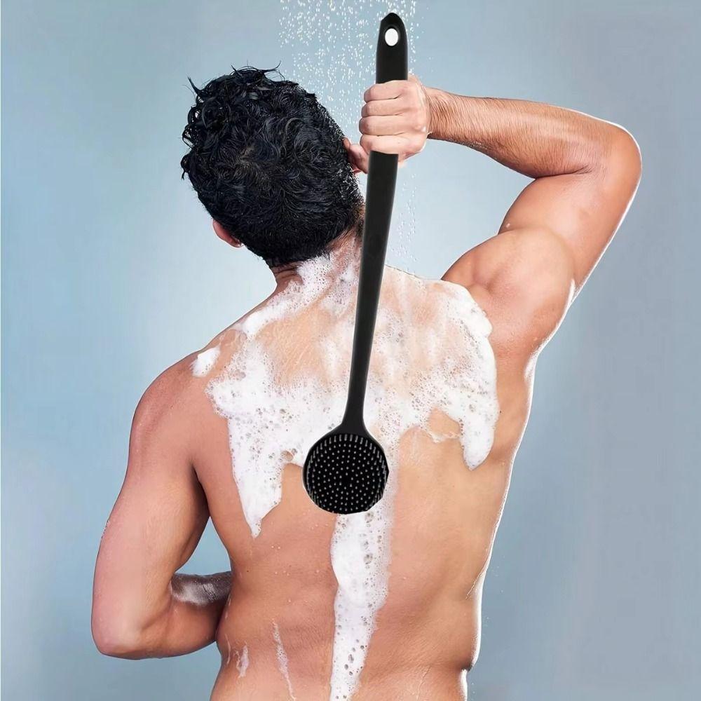 Long Handle Bath Soft Back Brush with Hanging Hole Silicone Exfoliator Tool  Home