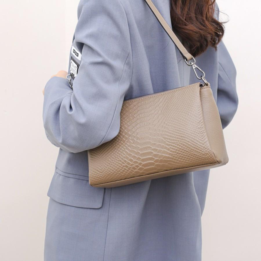 Women's Genuine Leather Shoulder Crossbody Bag - Full-Grain Cowhide Mom Bag, Minimalist Versatile Commute Armpit Bag