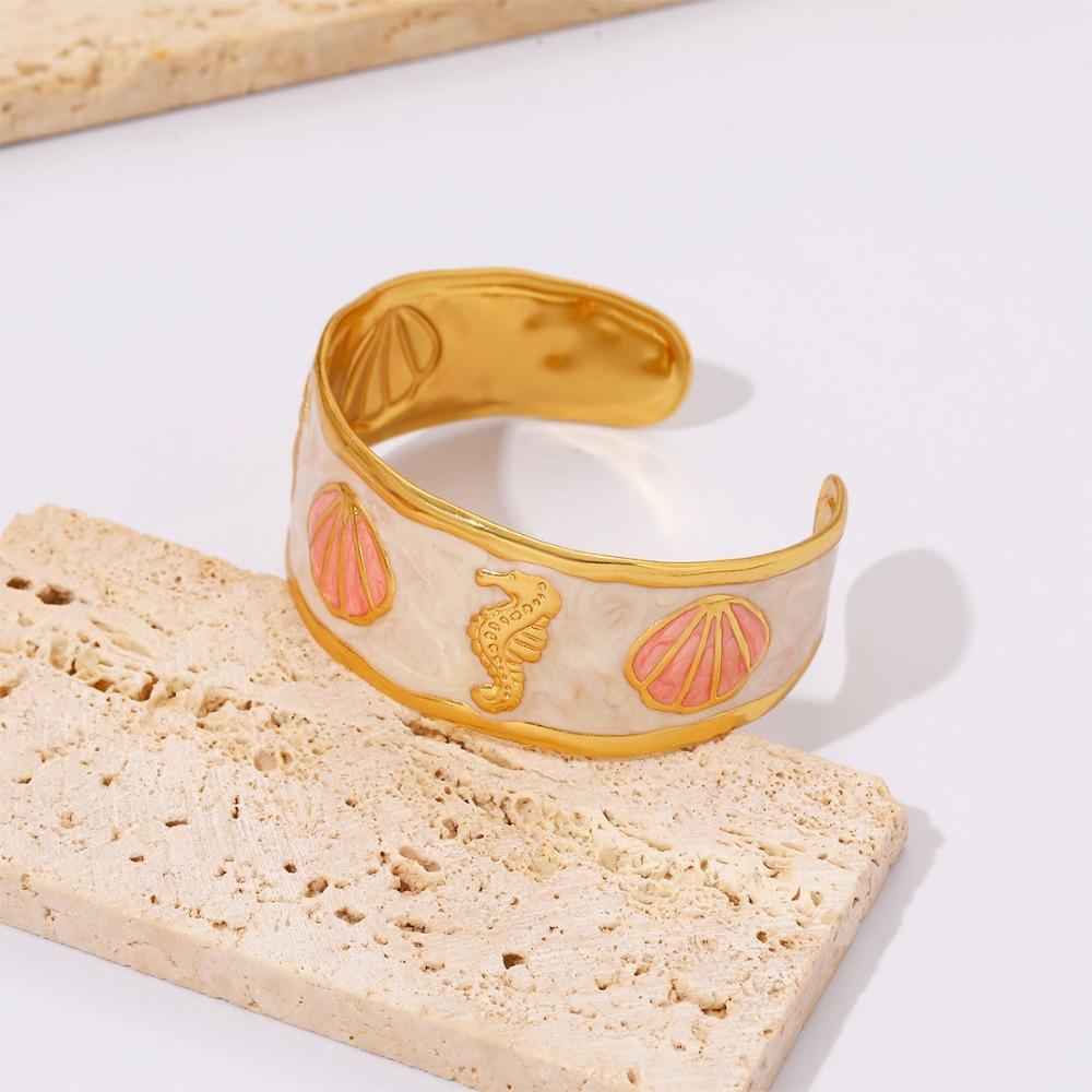 Seahorse Vintage Cloisonne Bangle Open Women s Hand Bracelet Drip Oil Enamel Bracelet  Gifts светло-розовый
