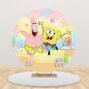 Cartoon SpongeBob Children Birthday Party Round Backdrop Cover Kid Room Decoration Baby Shower Photography Background Props