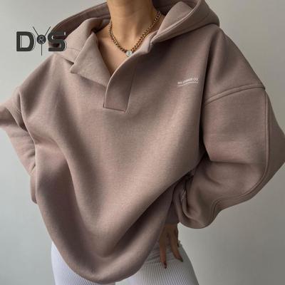 Sweat à capuche pour femme, col en V, manches longues, pull-over, mode, couleur unie, manteau de sport, décontracté, ample, streetwear, automne hiver