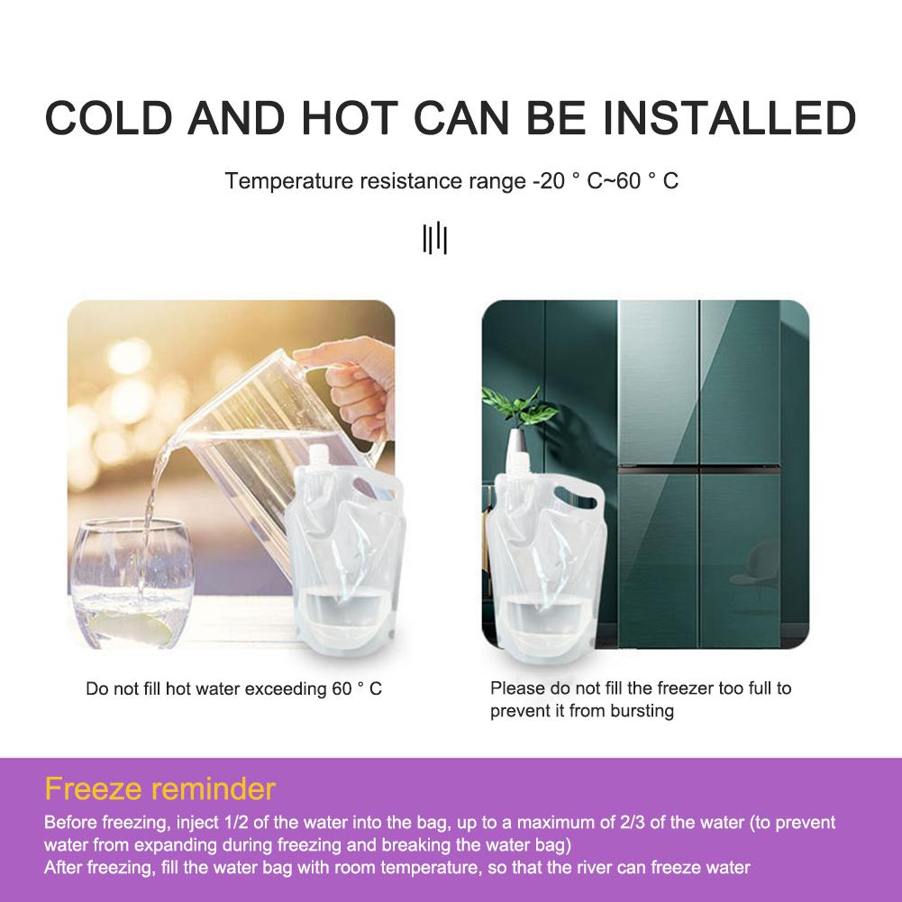 5-1PC 2L Transparent Drinking Water Container Bag Small Mouth Handle Collapsible Water Bag No Leakage Outdoor Sports Supplies