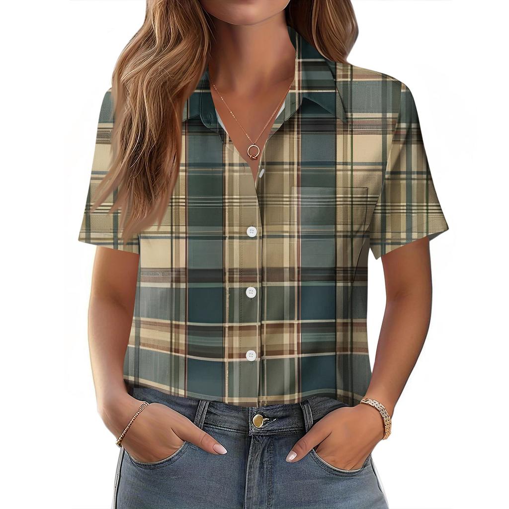 Women Blouses Short Sleeve Button Down Shirts Business Casual Dressy Work Tops Summer Spring Clothes
