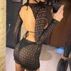 4PCS Halter With Skirt Long Sleeve Bikini Female Swimsuit Women Swimwear Four-Pieces Bikini Set Bather Bathing Suit Swim