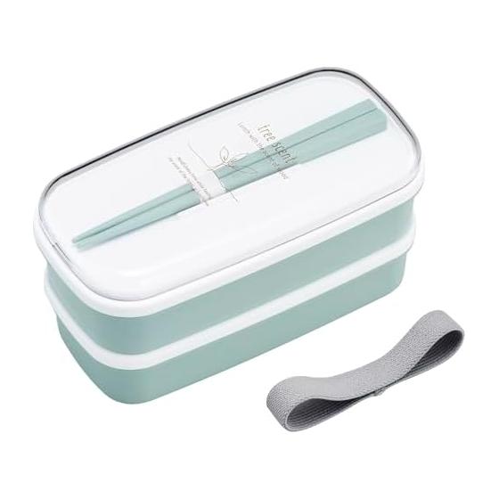 OSK Lunch Box Two Tier Antibacterial 330ml 320ml Blue Hinoki no Pura HKP No.3 Chopsticks Dividers Lunch Belt Included Made in Japan PW-14S