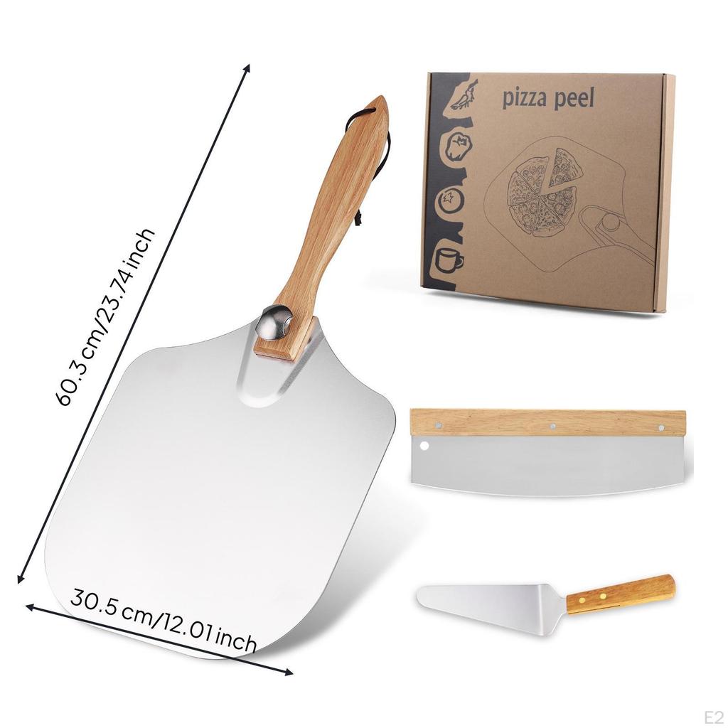 3 Pieces Pizza Peel Set Aluminum Paddle Metal for Home Chefs 3pc