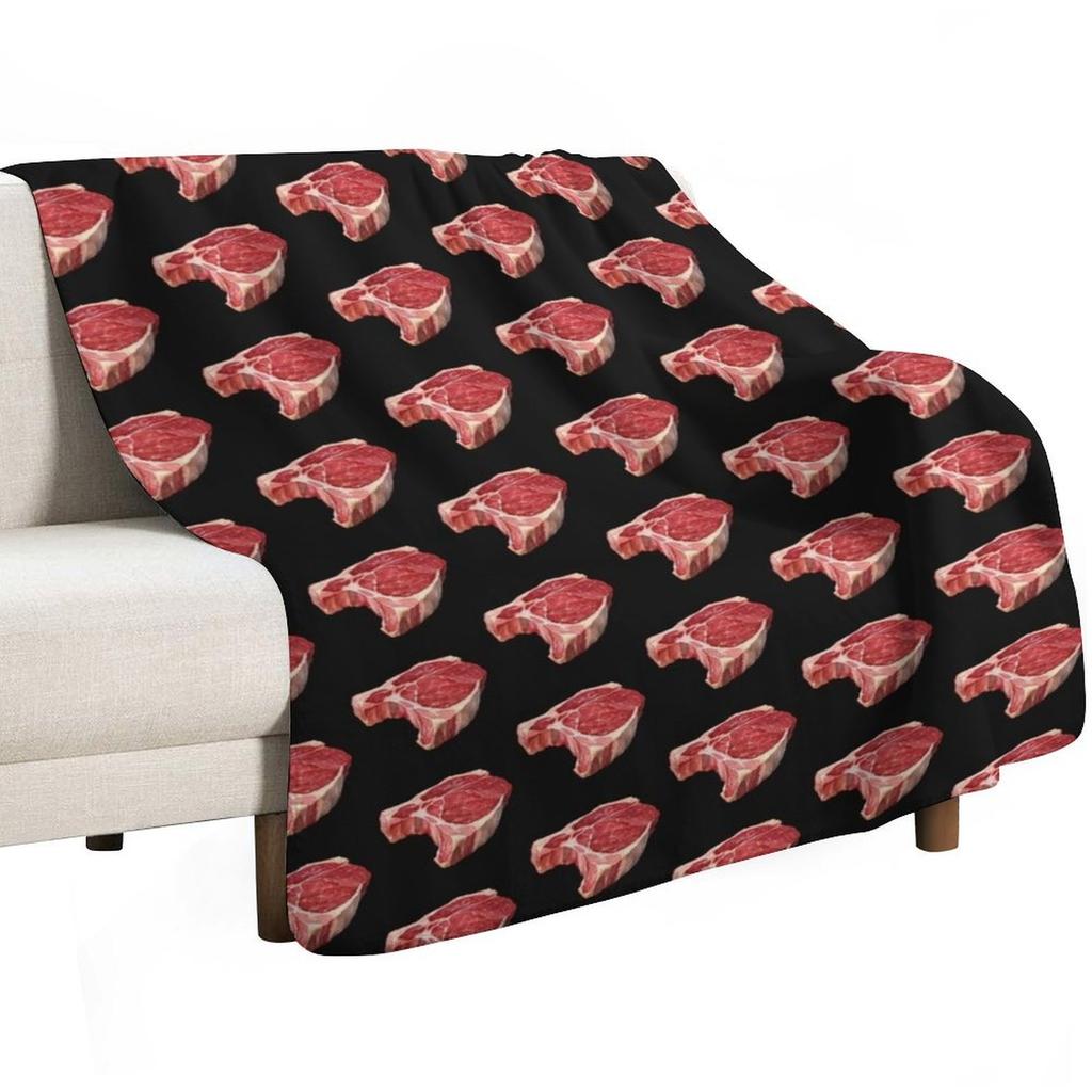 Premium Cut Raw Beef Steak Throw Blanket All Season Lightweight Soft Blanket for Bed
