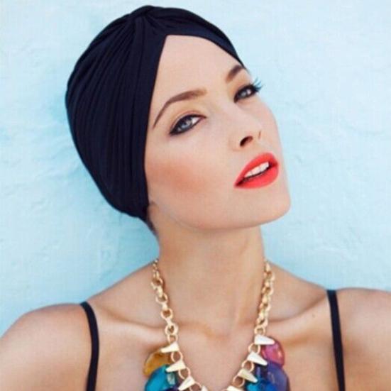 Women Stretchy Head Wrap Band Chemo Bandana Pleated Headwear Decor