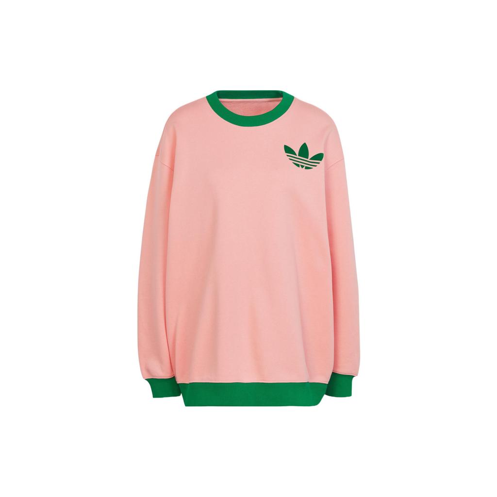 Adidas Originals Trefoil Sweatshirt Crew Neck Logo Print Pullover Long Sleeve Women Sweatshirt Pink IB2039
