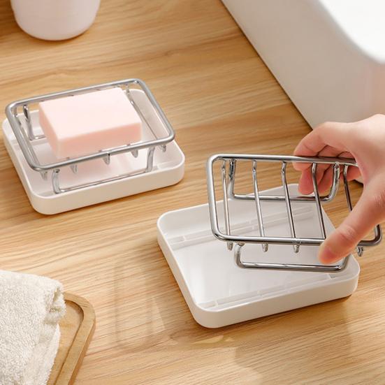 Stainless Steel Soap Holder with Independent Drainage Layer Double-Layer Design Bathroom Sink Organizer