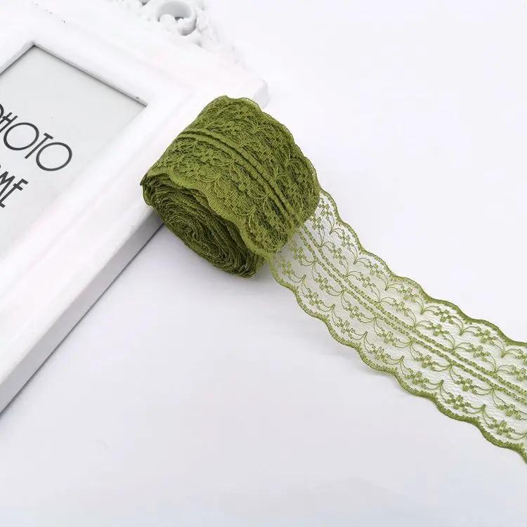 10Meters/Roll 4.5CM Red Black Blue Embroidery Lace Ribbon DIY Apparel Sewing Fabric Wedding Christmas Halloween Gift Decoration