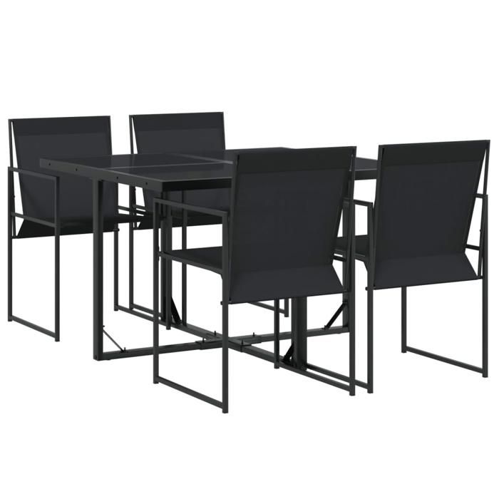VidaXL Ensemble à manger de jardin 5 pcs noir textilène, ensemble à manger d'extérieur, meuble à manger de jardin, table et 3295118