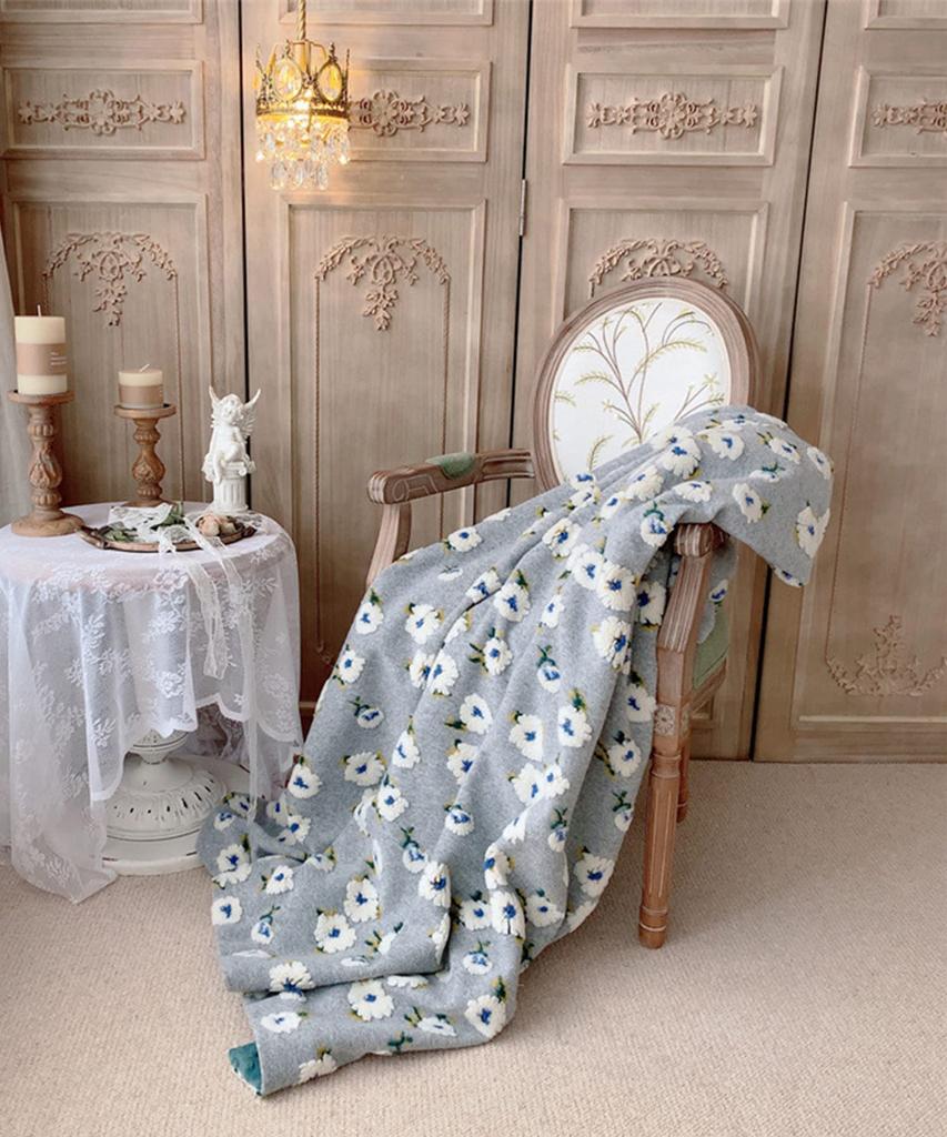 Floral Pattern Sofa 110 X Korean Bed Vintage Retro Flower Pattern Sofa Cover Blanket, Fluffy, Fluffy, Cover, Multi-cover, 150cm, Goods, Thread, (Gray)