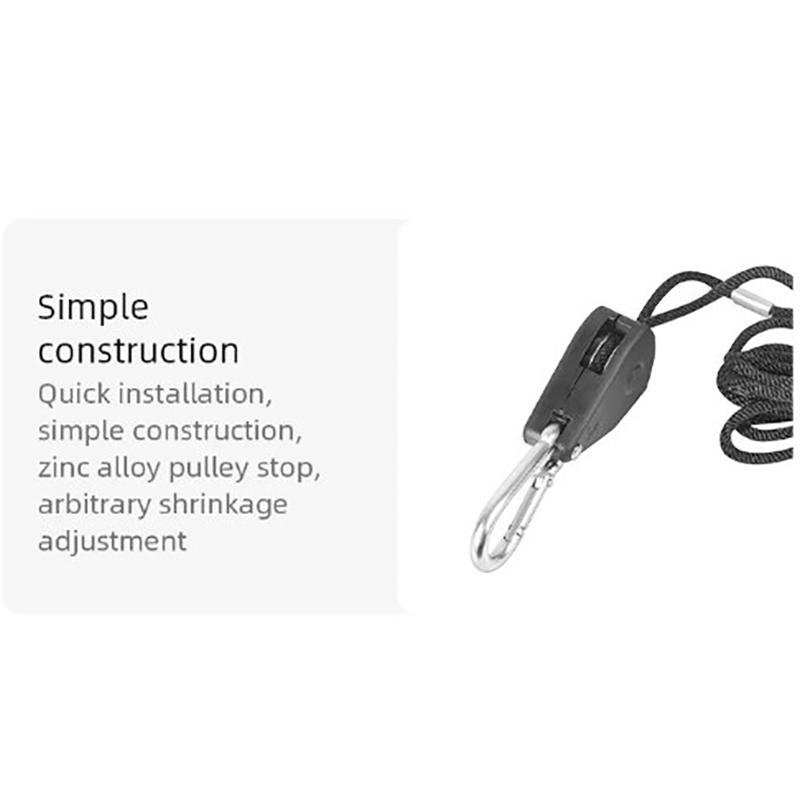 1/8 2M Adjustable 8Inch Lanyard Hanging For Tent Fan Grow Plant Lamp Pulley Ropes Pulley Lifting Pulley Hook