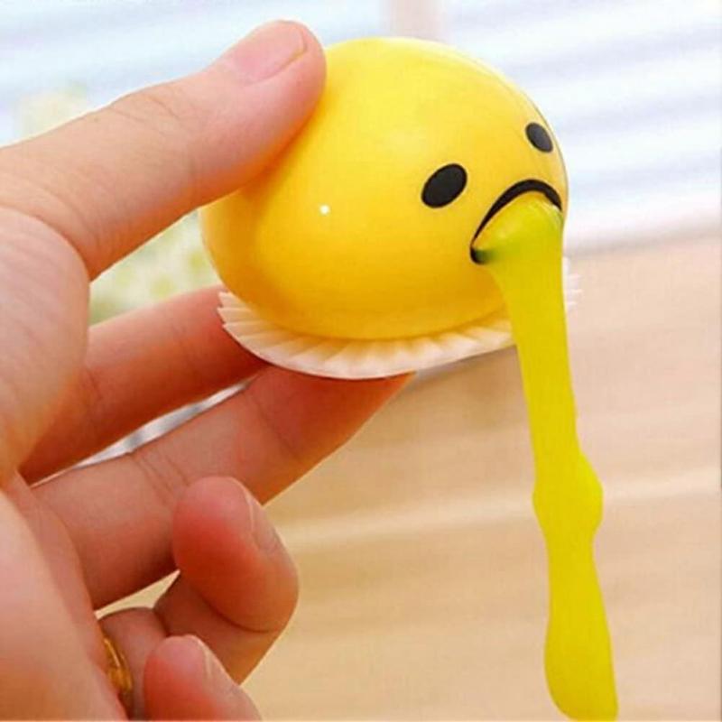 Yellow Round Vomit Sucking Lazy Yolk Vent Stress Tricky Game Relief Toy