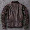 New Men Cowhide Coat Men 'S Genuine Leather Jacket Vintage Style Man Leather Clothes Motorcycle Biker Jackets Plus Size 134cm