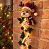 Warm Glowing Christmas Wall Decorations Door Hanger, Quilted Fabric Santa Snowman Tree Gingerbread Hanging Outdoor Porch Decoration for Holidays Light