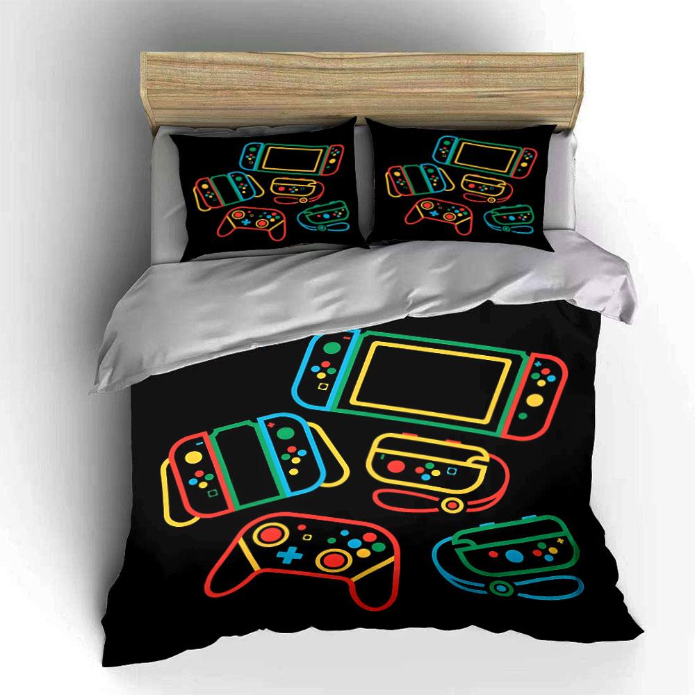 Colorful Gaming Console Design Bedding Duvet Cover Set (1*Duvet Cover 2*Pillowcases, without duvet insert)