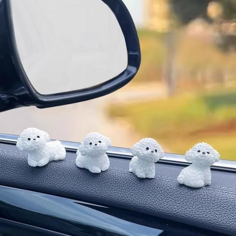 Luminous Cute Puppy Bichon Frise Small Ornaments Car Center Console Lighting Decoration Universal Cars Interior Accessories