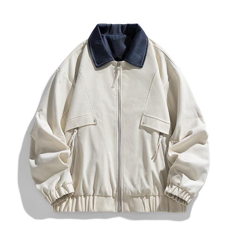 New Large-size Fake Two-piece Jacket Men's Personality Contrasting Colors Loose Trendy Brand Hong Kong Style Fat Man Outfit